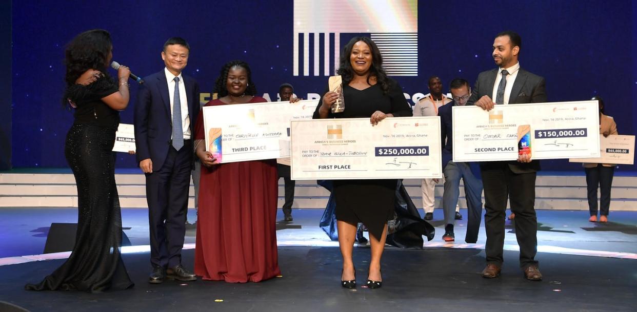 <span class="caption">Alibaba founder Jack Ma, left, is funding African entrepreneurs through his foundation.</span> <span class="attribution"><a class="link " href="https://www.gettyimages.com/detail/news-photo/alibaba-founder-jack-ma-attends-the-maiden-awards-ceremony-news-photo/1188211400" rel="nofollow noopener" target="_blank" data-ylk="slk:VCG/VCG via Getty Images;elm:context_link;itc:0;sec:content-canvas">VCG/VCG via Getty Images</a></span>