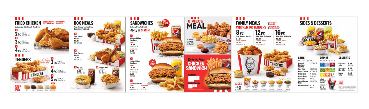 KFC U.S. new national menu (Courtesy: KFC)