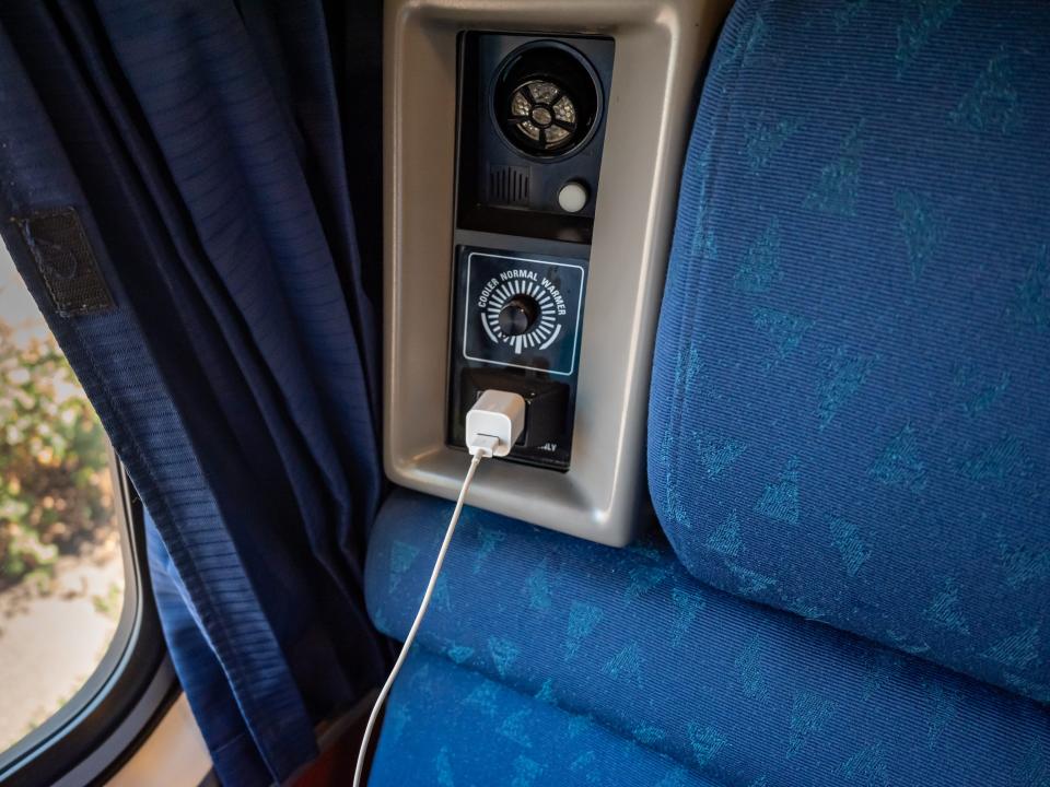 outlet in amtrak roomette