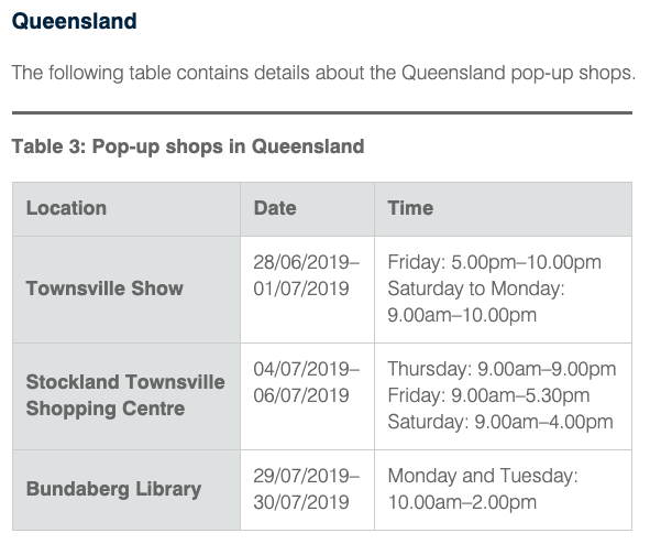 ATO pop up shops in Queensland. (Source: ATO)