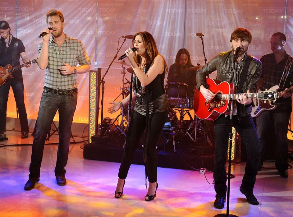 today    pictured l r charles kelley, hillary scott and dave haywood of the music group lady antebellum perform on nbc news today show  photo by peter kramernbcu photo banknbcuniversal via getty images via getty images