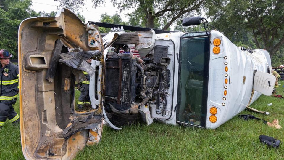 PHOTO: Florida Highway Patrol and Fire Rescue is currently investigating a fatal bus crash which occurred at approximately 6:35 am, Marion County Florida, May 14, 2024. (Marion County Fire Rescue)