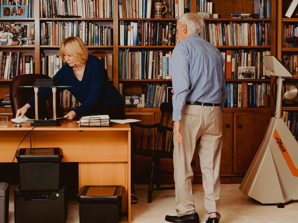 Older couple in their office space