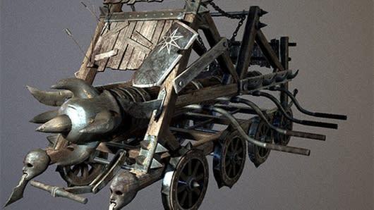 Yes, I see, your siege engine has human heads on the tips of the blades.  Super impressive.  Very hardcore.  Wow, etc.