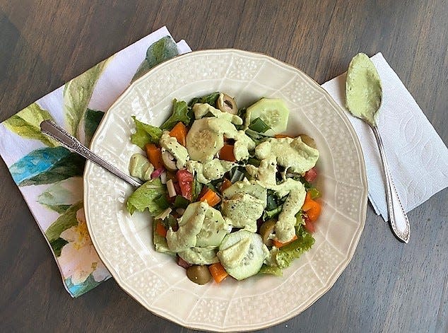 This light green dressing can be made fresh with just a few ingredients and a highspeed blender.