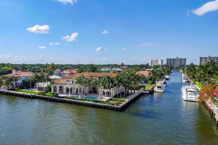Aerial View villas, home, intercostal, bridges, Ocean from Delray Beach, Florida