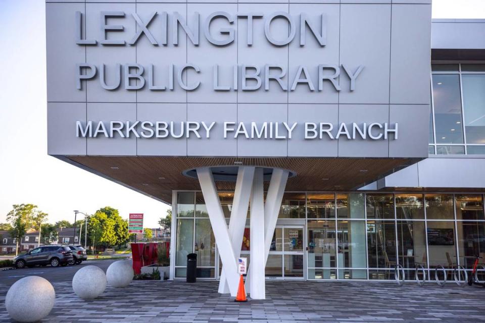 Voters can cast their ballots at Lexington Public Library’s Marksbury Family Branch in Lexington, Ky., on Tuesday, May 21, 2024.