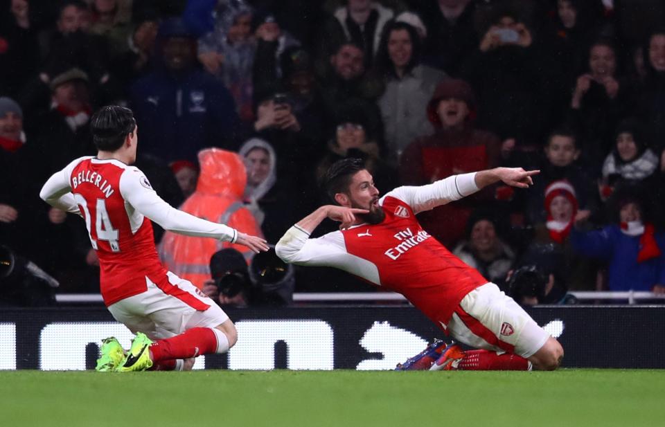 Olivier Giroud celebrates his wonder goal