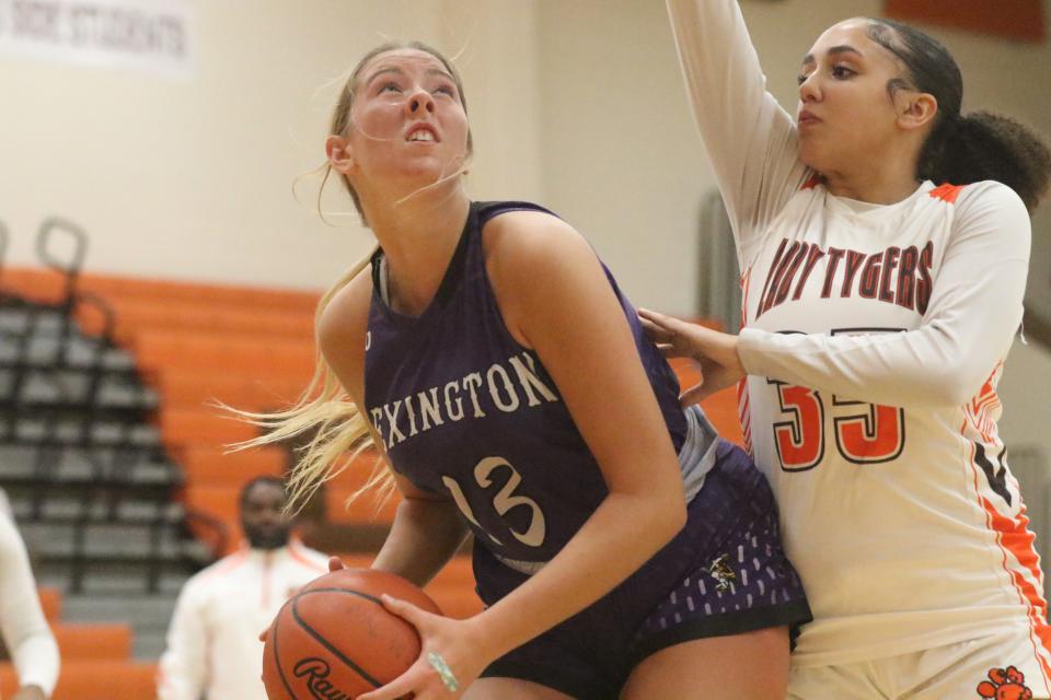 Lexington's Kaitlyn Delano-Goodman picked up a double-double with 16 points and 10 rebounds in a loss to Mansfield Senior on Thursday.