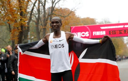 Eliud Kipchoge, the marathon world record holder from Kenya, attempts to run a marathon in under two hours in Vienna