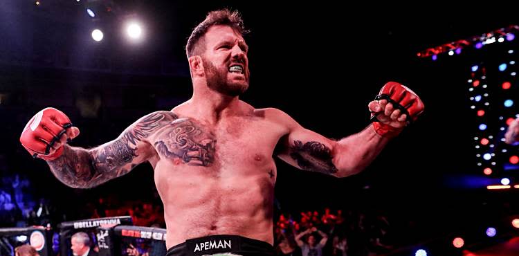 Ryan Bader atop Bellator 199 cage