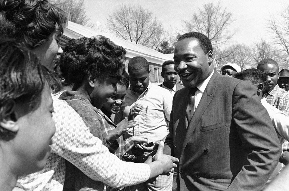 Martin Luther King Jr. recruits for his Poor People’s Campaign march on Washington D.C., in Batesville, Miss., in March 1968. (Photo: Jack Thornell/AP)