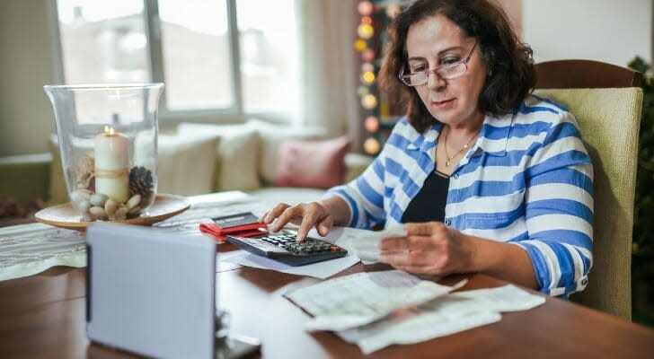 Woman filing her taxes