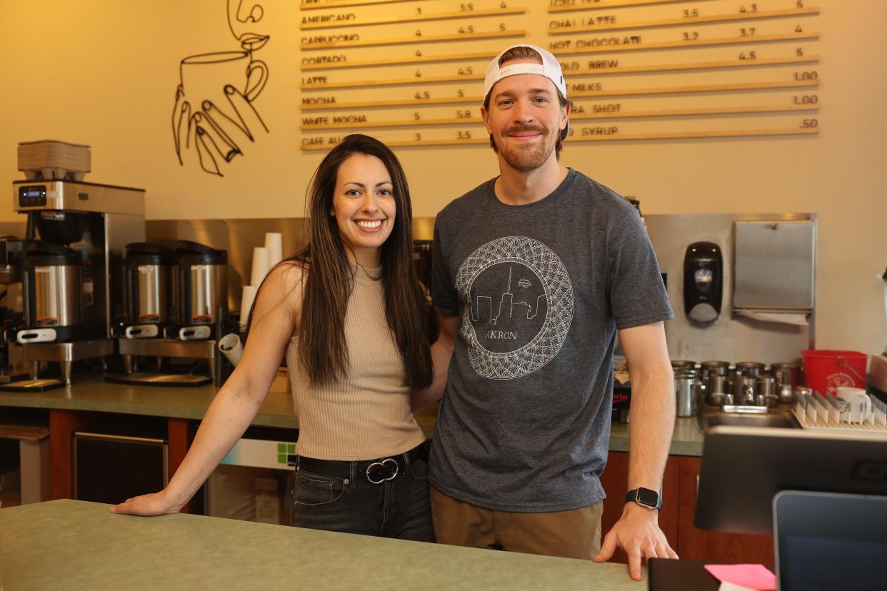 Ocelot Café and Bakery owners Liz Post and Jason Smith stand behind the counter of their new establishment in Richfield. The new café is where Richfield Gourmet Café used to be.