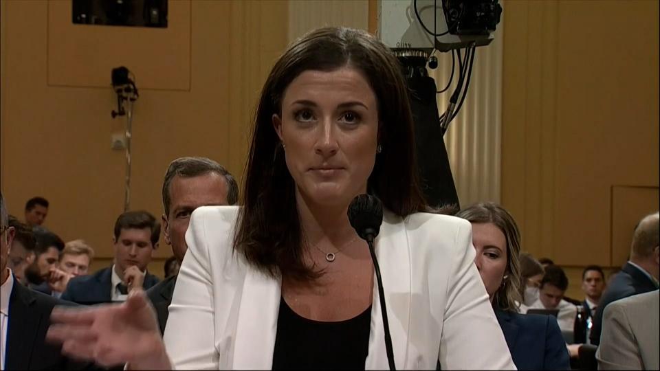 Former White House aid Cassidy Hutchinson testifies to the congressional January 6th committee in June 2022.