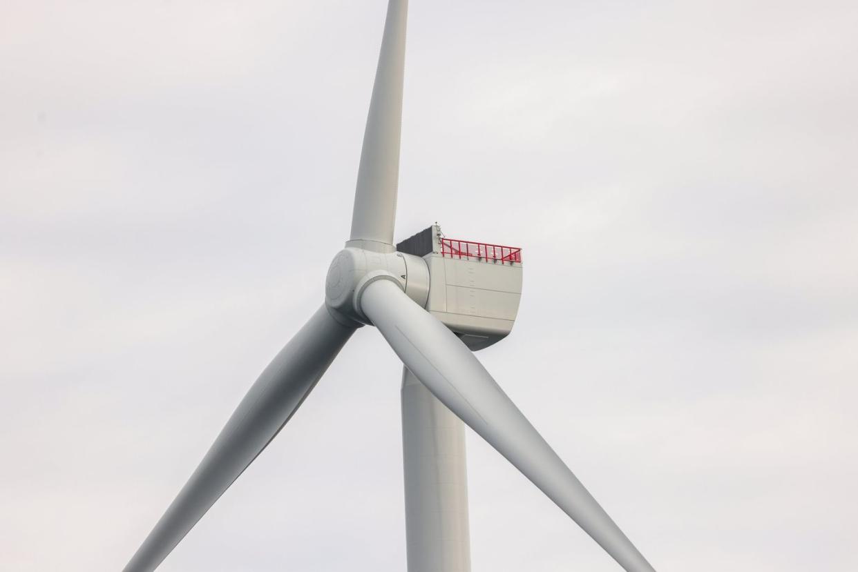 operational wind turbine at south fork wind farm in atlantic ocean