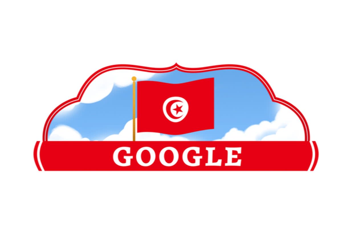 The Tunisian flag flies on this depiction of the Google Doodle (Google Doodle)