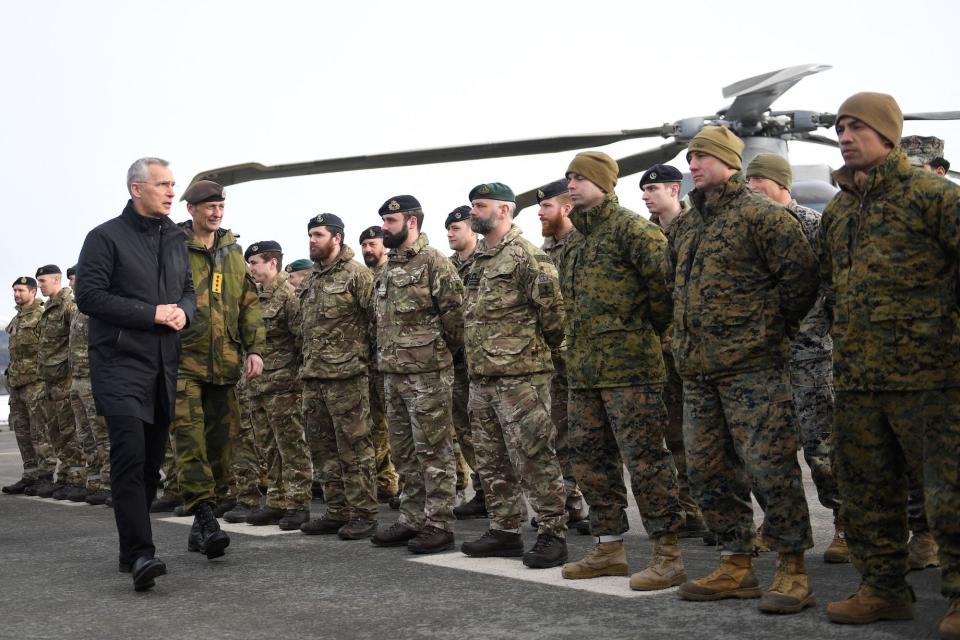 Jens Stoltenberg meeting NATO troops