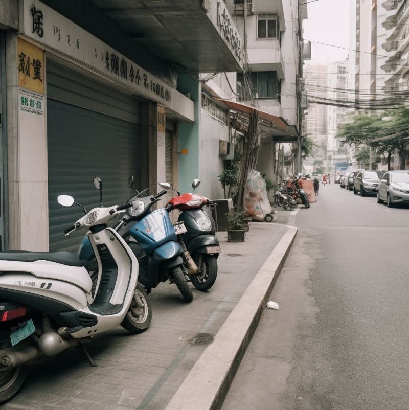 ▲素有機車王國之稱的台灣，人行道上停有機車的日常根本見怪不怪。（圖/Cheap臉書）