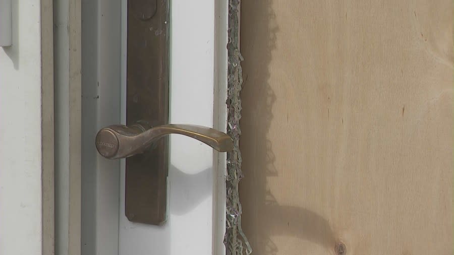Thieves shattered the glass back door of a Redlands home after the homeowner left.