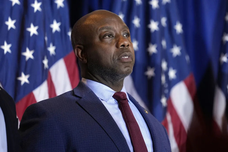 Sen. Tim Scott, R-S.C., has frequently been discussed as a potential vice presidential pick for Trump. (Matt Rourke / AP file )