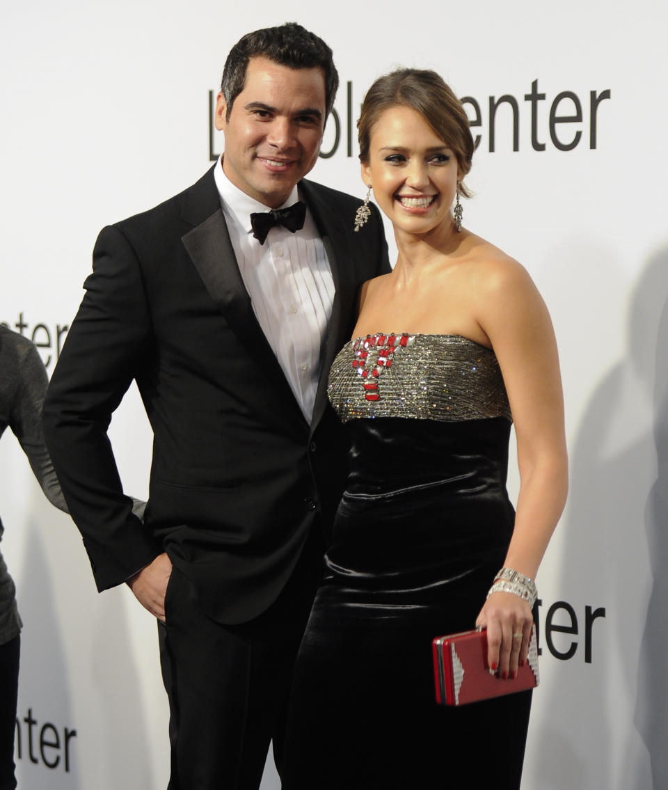 Actress Jessica Alba and husband Cash Warren attend "Lincoln Center Presents: An Evening With Ralph Lauren" at Alice Tully Hall on Monday, Oct. 24, 2011 in New York. (AP Photo/Evan Agostini)