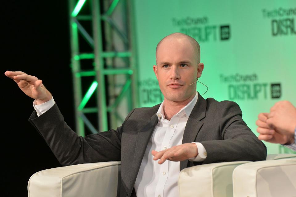 Coinbase CEO Brian Armstrong at TechCrunch Disrupt in 2014 (TechCrunch)