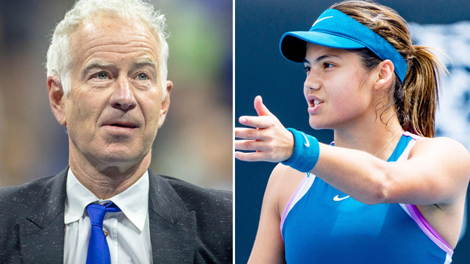 Pictured left to right, John McEnroe and Emma Raducanu.