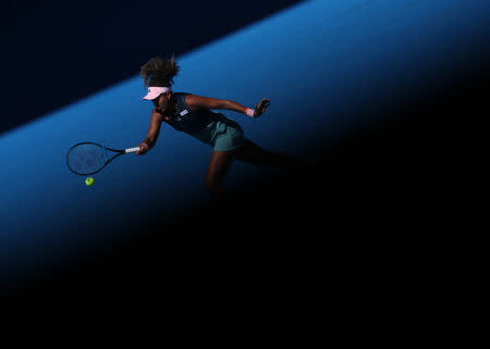 Tennis - Australian Open - Third Round - Melbourne Park, Melbourne, Australia, January 19, 2019. Japan's Naomi Osaka in action during the match against Taiwan's Hsieh Su-Wei. REUTERS/Lucy Nicholson