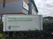 An advertising placard is seen in front of the Hanley Economic Building Society headquarters in Stoke-on-Trent