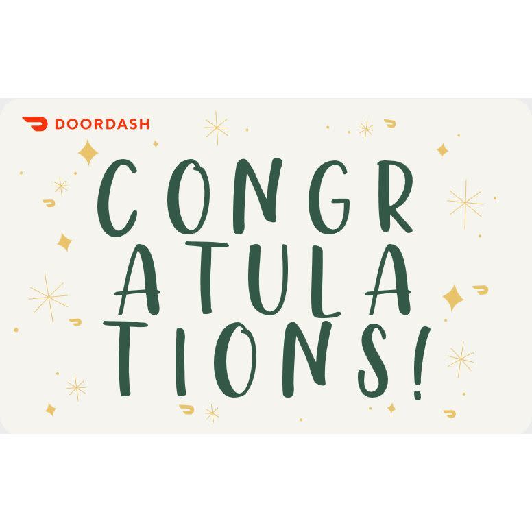 <p><strong>DoorDash</strong></p><p>doordash.com</p><p><a href="https://go.redirectingat.com?id=74968X1596630&url=https%3A%2F%2Fwww.doordash.com%2Fgift-cards%2F%3Firclickid%3DweVz5Q1DKxyIRXGUCySWV0kvUkGzmPQpQWf5yM0%26irgwc%3D1%26pid%3D10078&sref=https%3A%2F%2Fwww.townandcountrymag.com%2Fstyle%2Ffashion-trends%2Fg38444445%2Fbest-gift-cards%2F" rel="nofollow noopener" target="_blank" data-ylk="slk:Shop Now" class="link ">Shop Now</a></p><p>What can’t you DoorDash these days? Actually, you could even DoorDash this gift. A delivery service gift card is perfect for the homebody friend who loves to stay in.</p>
