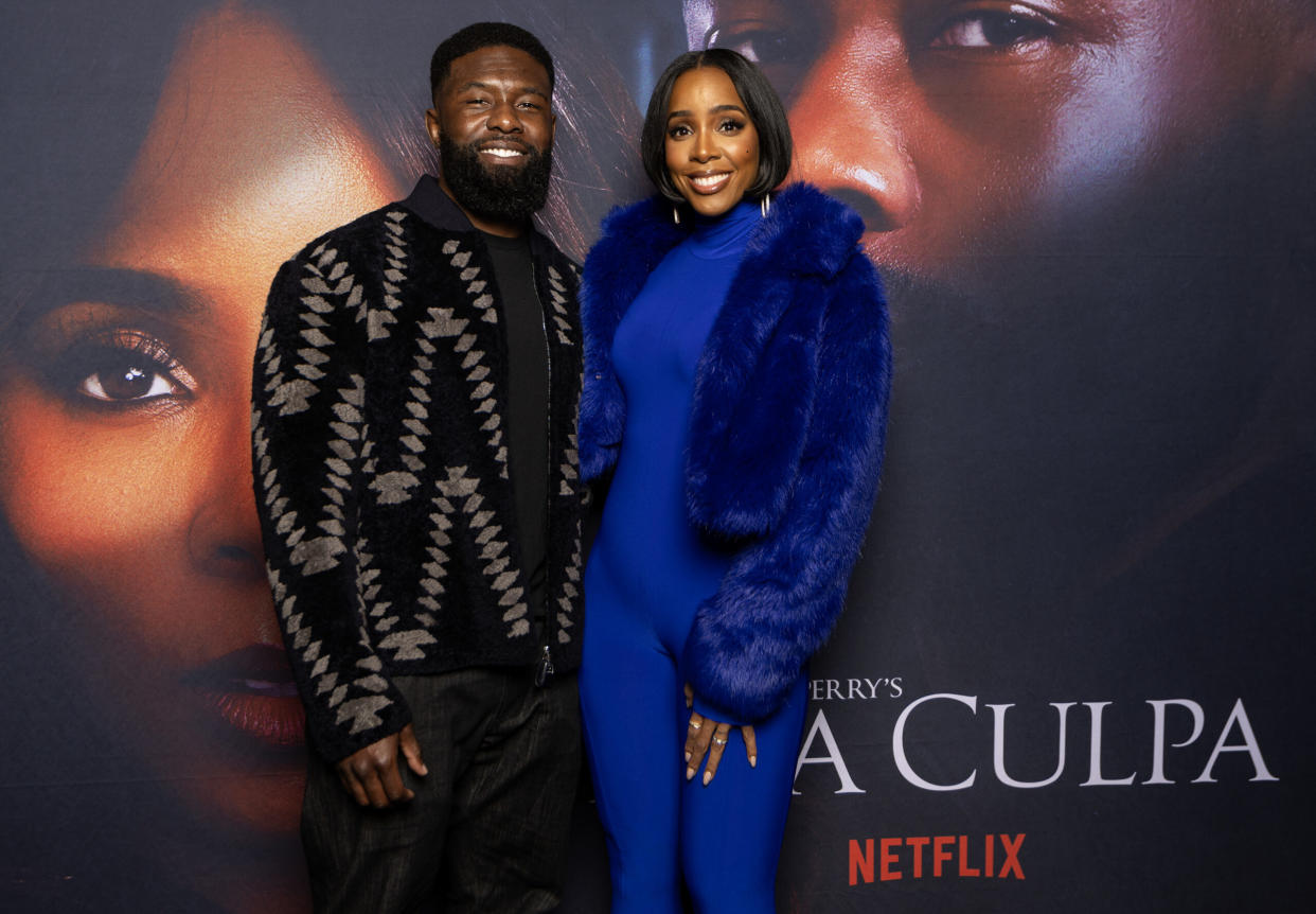 mea culpa premiere. pictured: kelly rowland and trevante rhodes | CHICAGO, ILLINOIS - FEBRUARY 20: Trevante Rhodes and Kelly Rowland attend Netflix's 