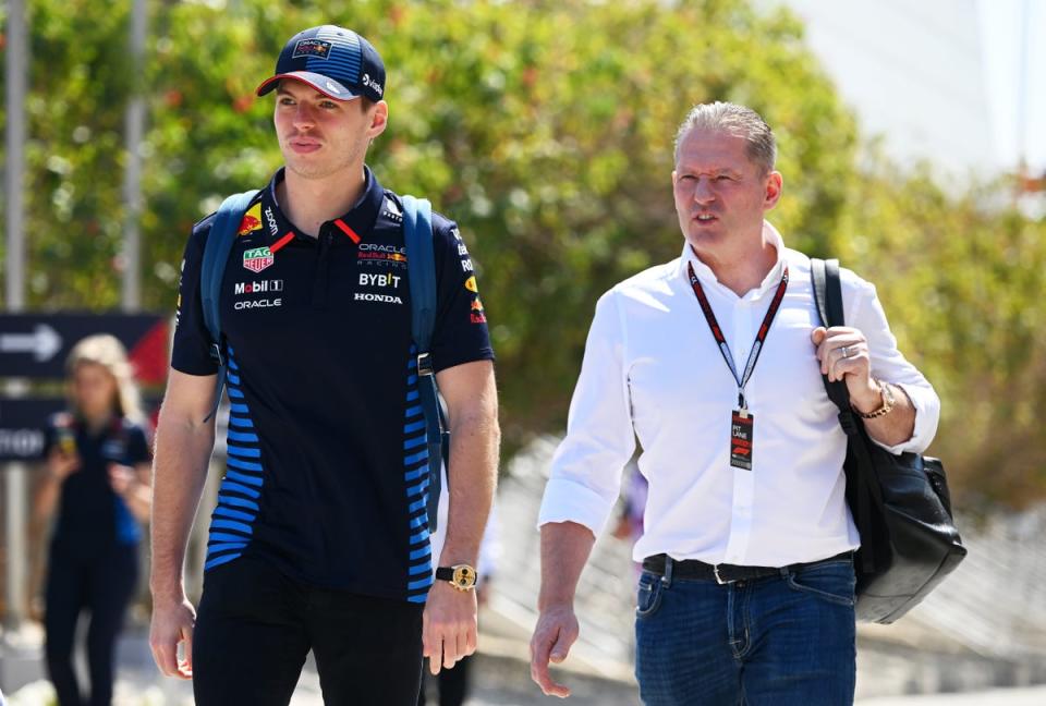 Max Verstappen’s father Jos (right) says Red Bull will ‘explode’ if Horner stays in his position (Getty Images)