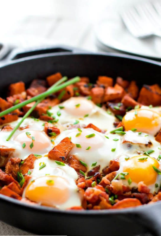 <p>Get the recipe: <a href="https://www.melissassouthernstylekitchen.com/ham-and-sweet-potato-hash-with-eggs/" rel="nofollow noopener" target="_blank" data-ylk="slk:Ham and Sweet Potato Hash with Baked Eggs;elm:context_link;itc:0;sec:content-canvas" class="link "><strong>Ham and Sweet Potato Hash with Baked Eggs</strong></a></p><p><strong>Related: <a href="https://parade.com/845421/donnaelick/10-make-ahead-breakfast-casseroles-perfect-for-fathers-day/" rel="nofollow noopener" target="_blank" data-ylk="slk:Make-Ahead Breakfast Casseroles;elm:context_link;itc:0;sec:content-canvas" class="link ">Make-Ahead Breakfast Casseroles</a></strong></p>
