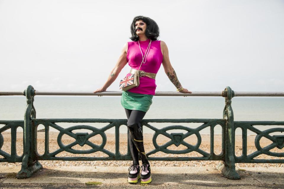 A parade goer poses for a photo ahead of the Brighton Pride Parade. (Getty Images)