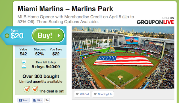 Miami Marlins' latest ploy to sell tickets? Groupon