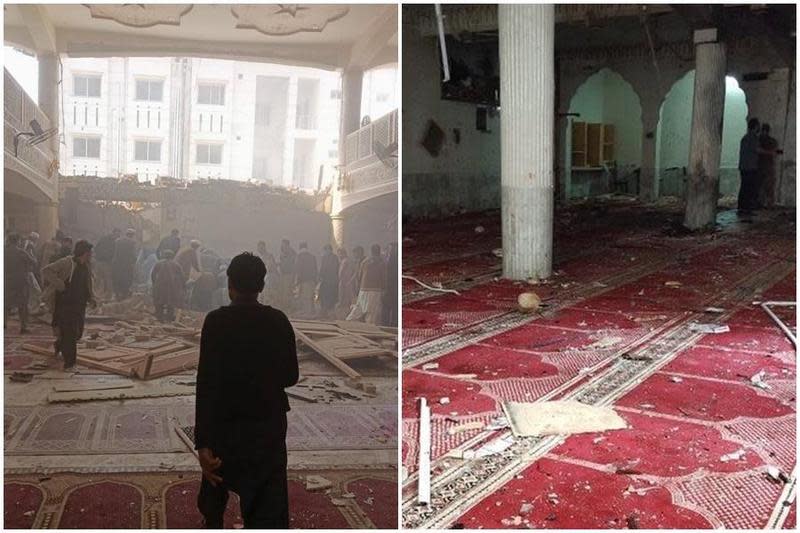 巴基斯坦西北部白夏瓦市（Peshawar）一間清真寺在當地時間30日遭受自殺炸彈客攻擊。（翻攝自推特）