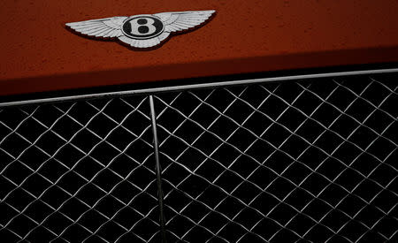 Raindrops are seen on the bonnet of a Bentley car outside their factory in Crewe, Britain January 22, 2019. REUTERS/Phil Noble