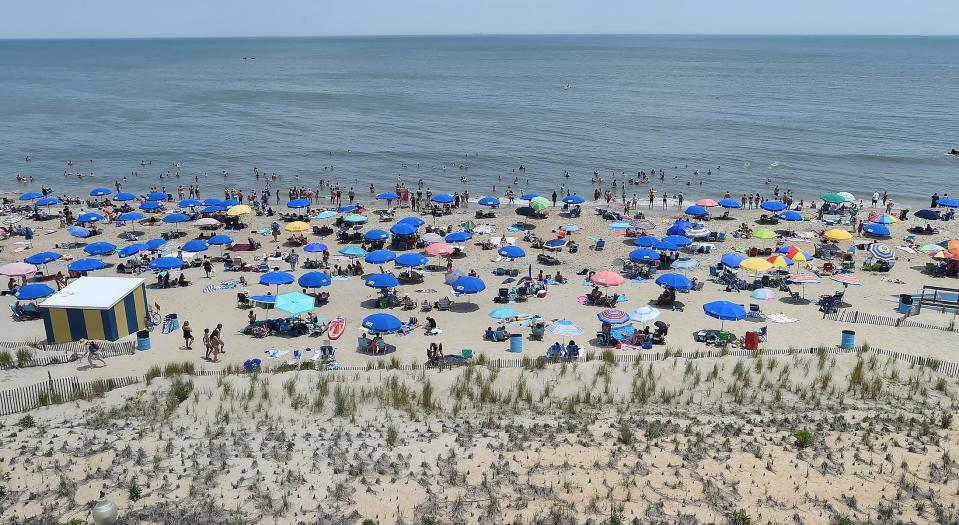 Hot weather and clear skies brought thousands of visitors to Rehoboth Beach on Saturday, June 27, 2020. Social distancing did not appear to be followed very strictly on either the beach or boardwalk, with mask usage also not ubiquitous.