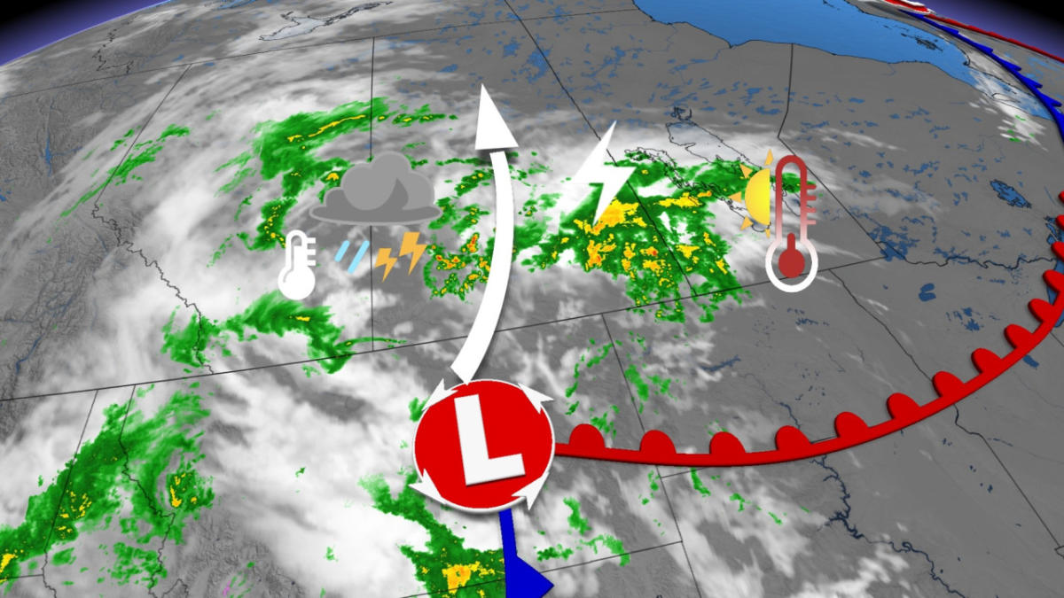 Heavy rain, severe storms take aim at the Prairies, major temperature divide