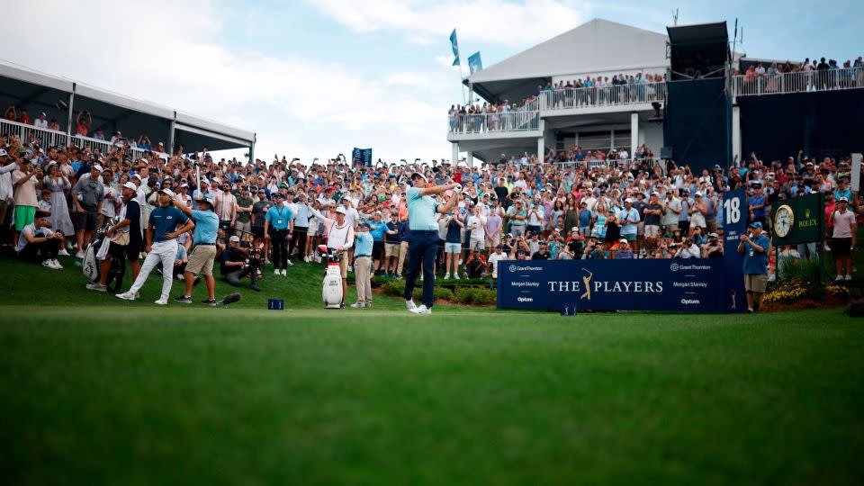 Scottie Scheffler closes in on victory at the 2023 Players Championship at TPC Sawgrass in Ponte Vedra Beach, Florida. - Jared C. Tilton / Getty Images
