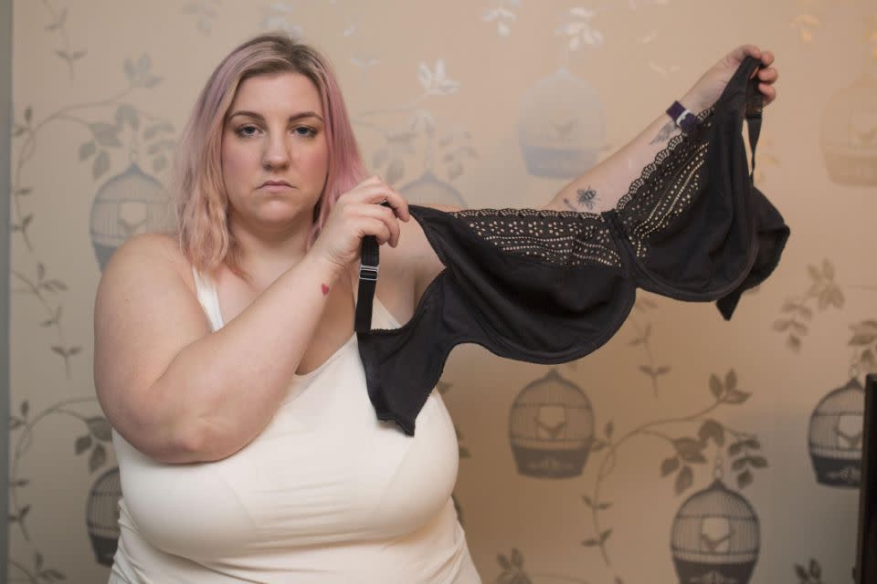 Danielle has struggled with her breast size since she was a teen. Photo: Caters News