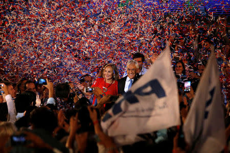 Sebastian Pinera, and his wife Cecilia Morel, launch his campaign for Chile's presidency in Santiago, Chile March 21, 2017. REUTERS/Carlos Vera