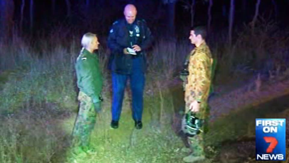 These are the two heroic defence force pilots who rescued the elderly man from his burning vehicle. Photo: 7 News