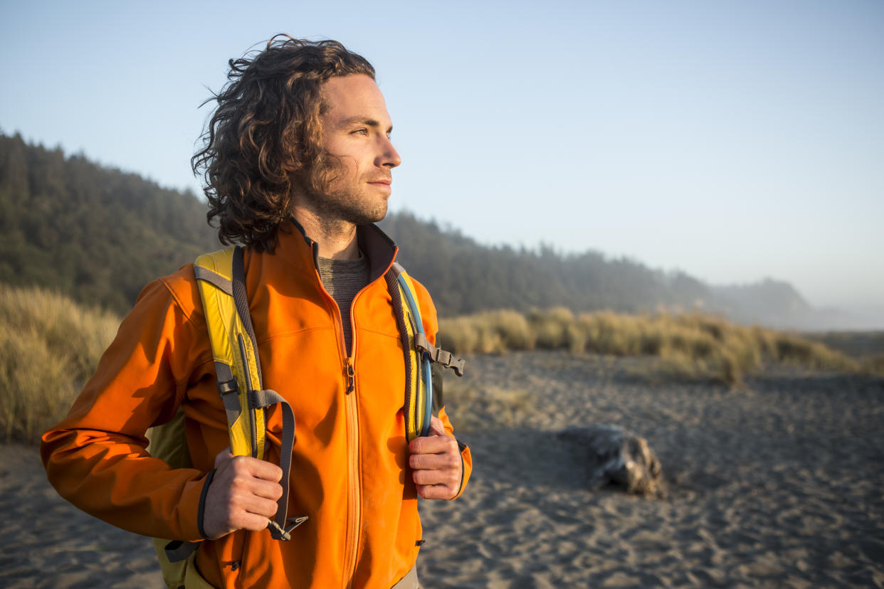 Hiking along the beach in California's Lost Coast.