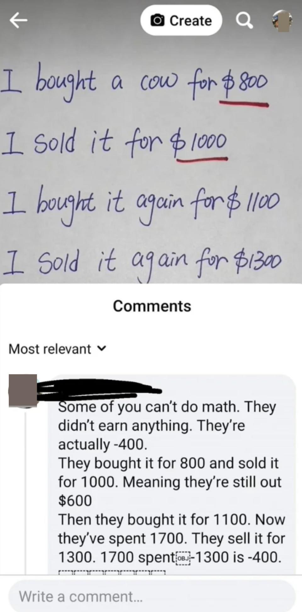 "Some of you can't do math."