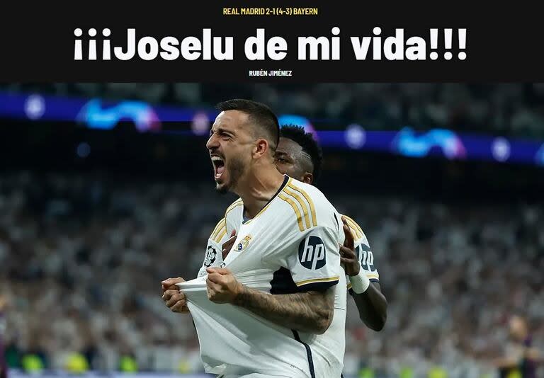 La edición digital de Marca se hizo eco de la decisiva actuación de Joselu en Real Madrid, para avanzar a la final de la Champions