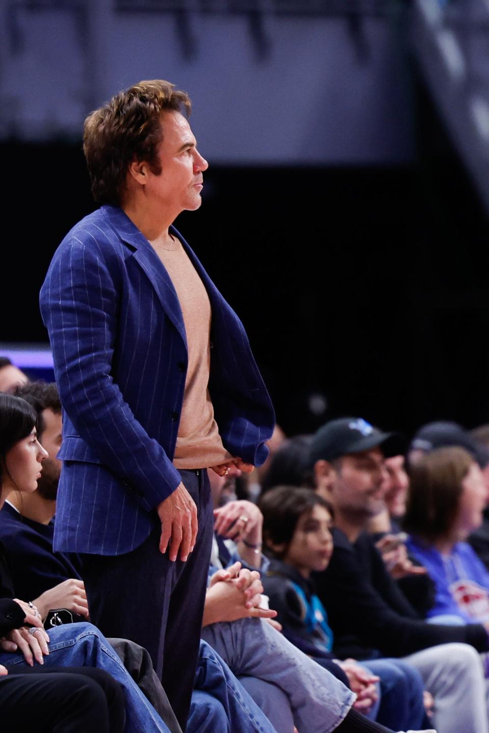 Detroit Pistons owner Tom Gores watches during the first half against the Chicago Bulls at Little Caesars Arena, Oct. 28, 2023.
