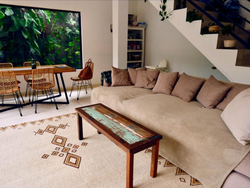 The open-plan living and dining area.