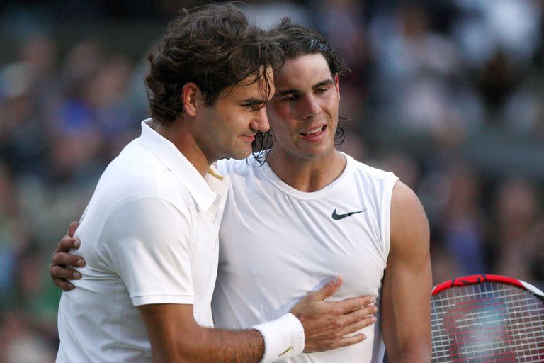 Federer y Nadal en Wimbledon 2008.